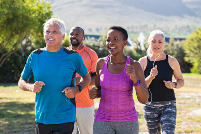 Group of seniors jogging